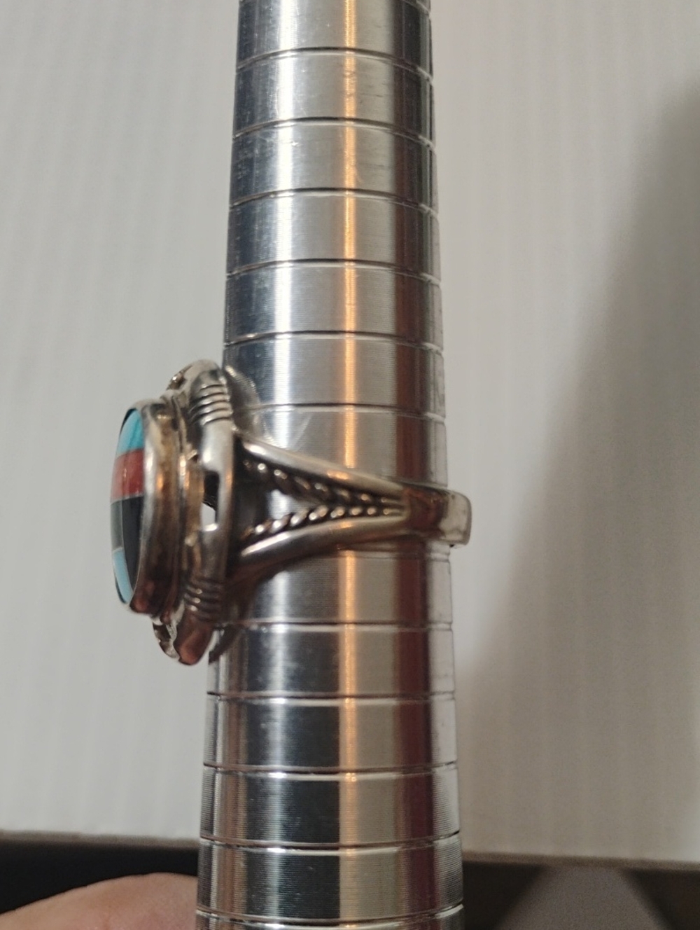 Carolyn Pollack Relios 925 Sterling Inlaid Stones Ring Size 8 - Picture 5 of 7